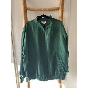 Casanova ITALY Men's Green %100 Silk Bomber Jacket Full Zip Size L